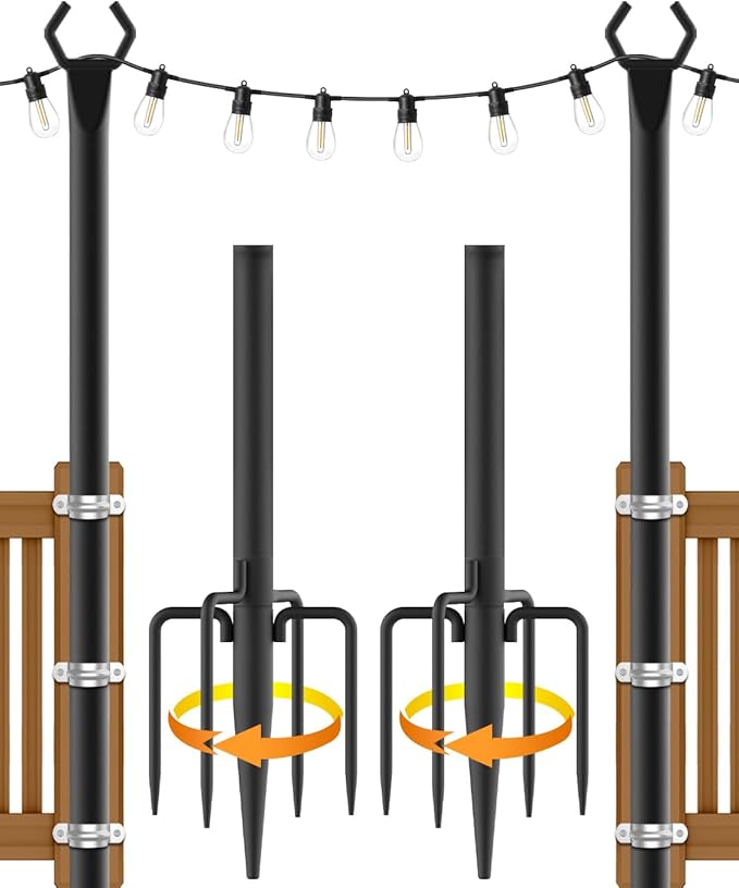 NUERPO String Light Poles, Metal Poles by NUERPO