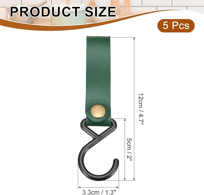 uxcell 5pcs PU Leather Hooks, S-Shape Hooks - Image 2