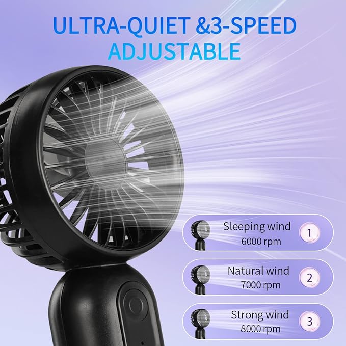 Mini Portable Fan 2 Pack, Cute Handheld Fan Battery Operated Lightweight Small - Image 3