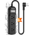 VNJ IPX6 Waterproof Outdoor Surge Protector Power Strip, 3AC Outlets 3FT Cord by Unknown
