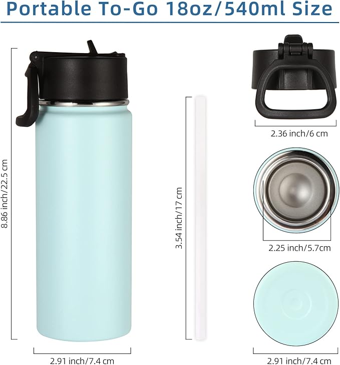 Volhoply 18oz Insulated Water Bottle Bulk 8 Pack, Kids Stainless Steel Water - Image 4