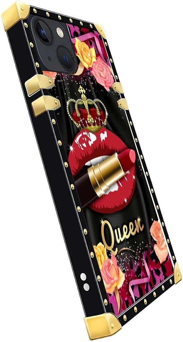 Compatible with iPhone 14 Case, Queen Lip Crown Leopard Print Luxury Golden - Image 4