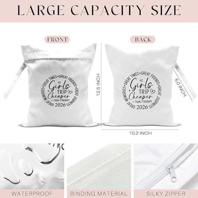2Pcs Girls Trip Gifts Wet Dry Bag, Beach Bag Wet Bag Favors, Aloha Bags - Image 2