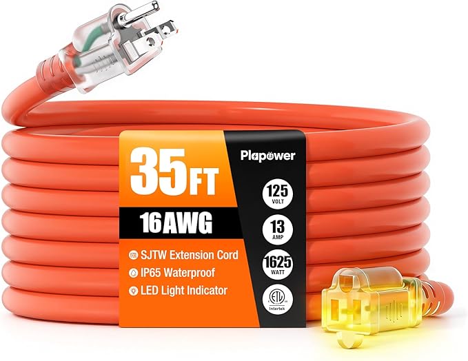 35 FT Outdoor Extension Cord Waterproof, 16/3 Gauge Heavy Duty 3 Prong Power by Unknown