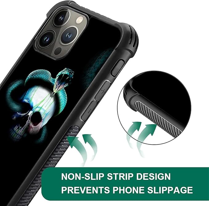 for iPhone 16 Pro Max Case, Skeleton Winding Snake Pattern Graphic Design Girl - Image 3