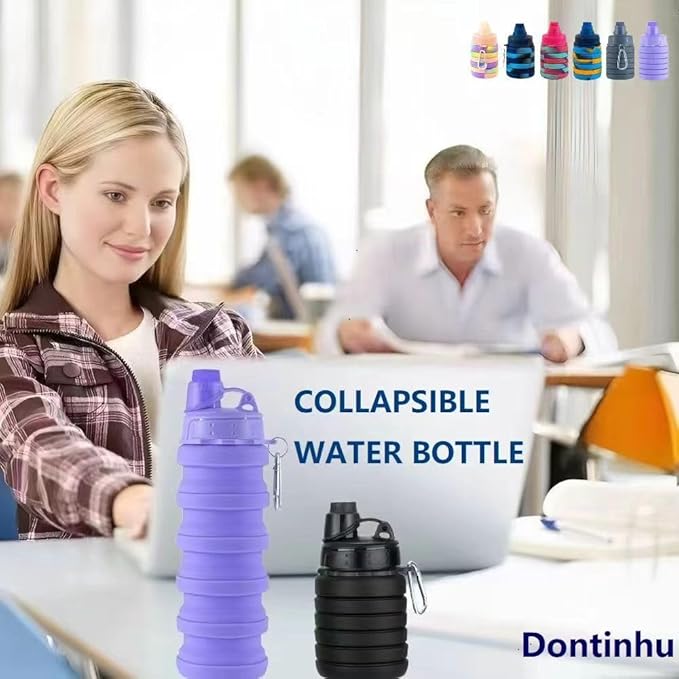 Collapsible Water Bottles 4 PackTravel water bottle Sports Portable Water - Image 7
