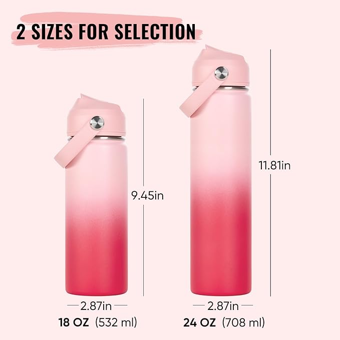 Fijinhom 18oz Insulated Stainless Steel Water Bottle, Wide Mouth Double Wall - Image 3