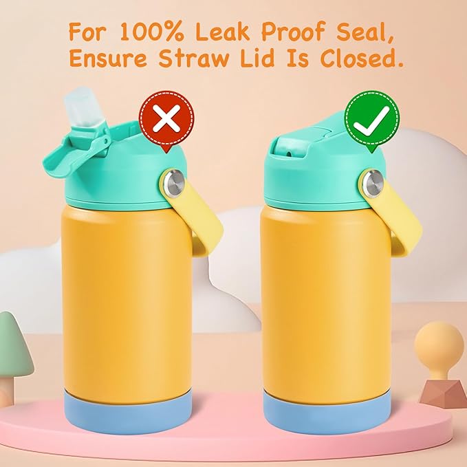 Kerilyn 12oz Kids Water Bottle 2 Pack, Stainless Steel Insulated Water Bottle - Image 6