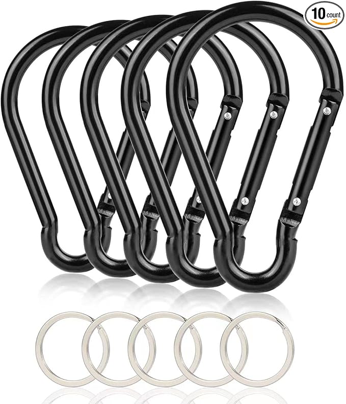 Carabiner Caribeaner Clip, Extra Large 4" Aluminum Carabeaner Keychain Hook by CampTek