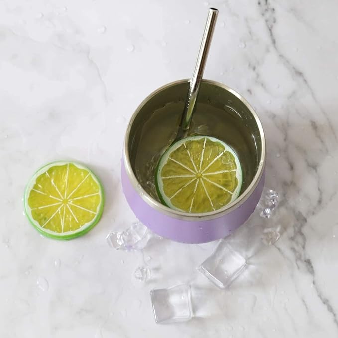 12oz Wine Tumbler with Lid With straw Stainless Steel Wine Tumbler Cups Double - Image 5
