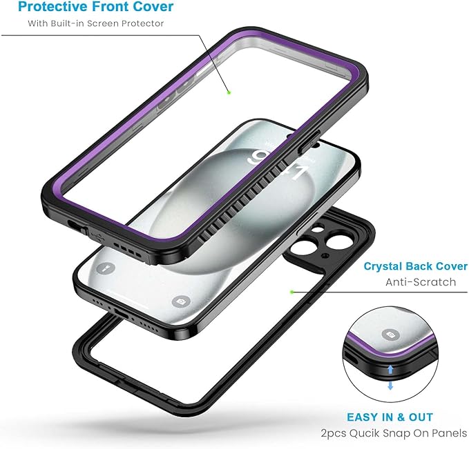 Lanhiem for iPhone 15 Plus Case, IP68 Waterproof Dustproof Shockproof Cases - Image 3