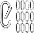 10Pack Large Oval Carabiner, Metal Spring Keyring Clips by CooBigo