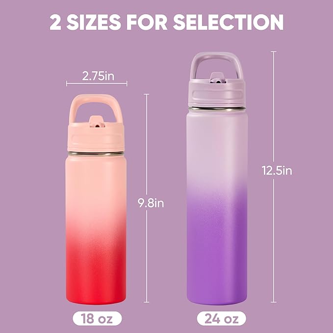 Fijinhom 2 Pack 18oz Insulated Stainless Steel Water Bottle - Image 2