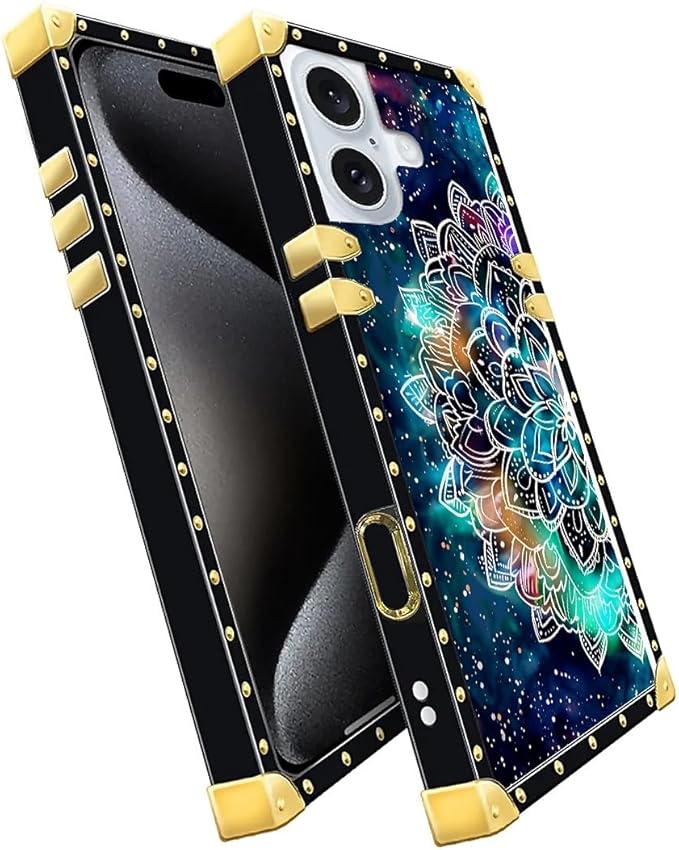 Compatible with iPhone 16 Case, Starry Sky Colourful Mandala Luxury Golden - Image 3