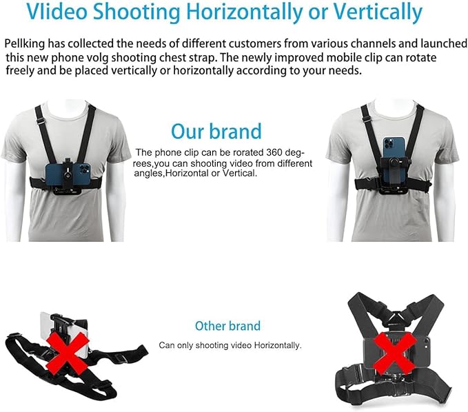 PellKing Mobile Phone Chest Mount Harness Strap Holder Cell Phone Clip Action - Image 7