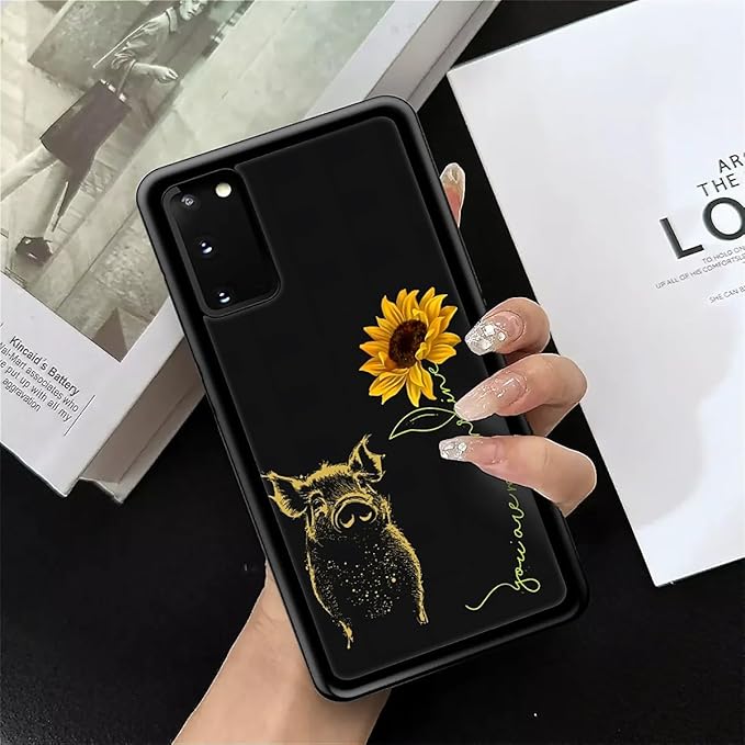 for Samsung Galaxy S20 Case, Pig Sunflower Yellow Sunshine Pattern Graphic - Image 7