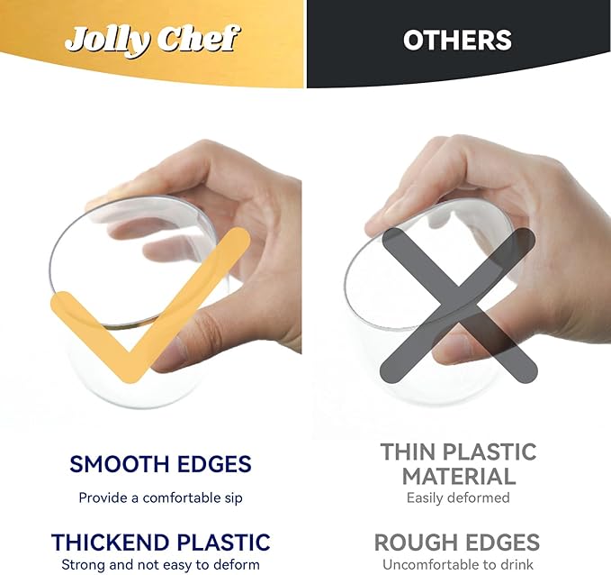 JOLLY CHEF 12 oz 40 Pack Gold Plastic Wine Glasses Stemless, Shatterproof - Image 3