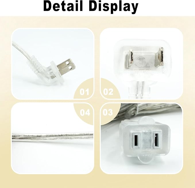 10 FT Clear Extension Cord, Indoor Thin 2 Prong Extension Cord - Image 4