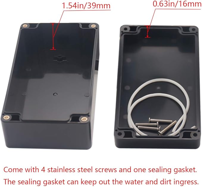 2 Pack Project Box IP65 Waterproof Junction Box ABS Plastic Black Electrical - Image 4