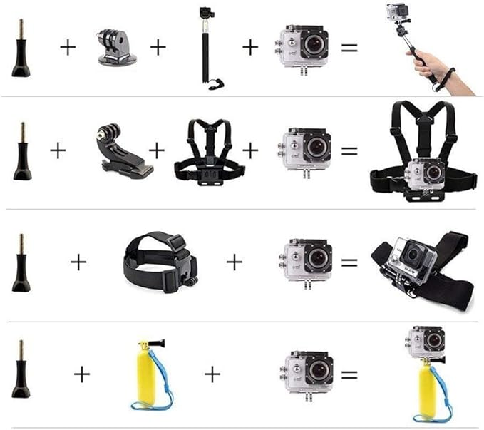 Universal Action Camera Accessories Bundle Head Chest Strap Mount/Selfie - Image 7