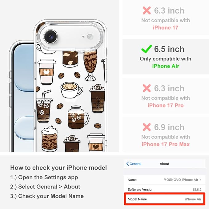 MOSNOVO for iPhone Air Case | Military Grade 6.6ft Drop Tested | Camera Control - Image 2