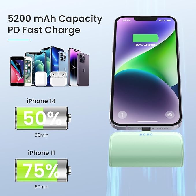 Mini Portable Charger for iPhone, 5200mAh Ultra-Compact Fast Charging Power - Image 3