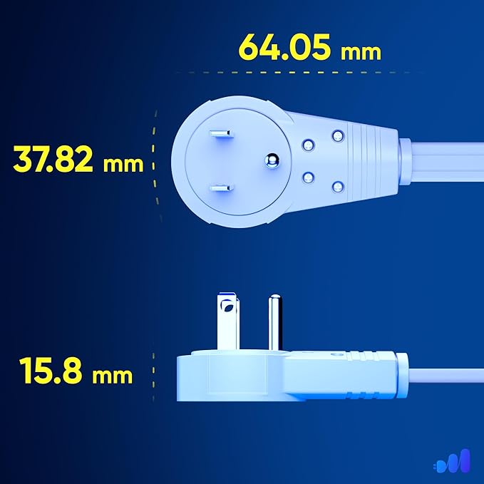 Maximm Cable 2 Ft 360° Rotating Flat Plug Extension Cord, 16/3 AWG Multi 3 - Image 3