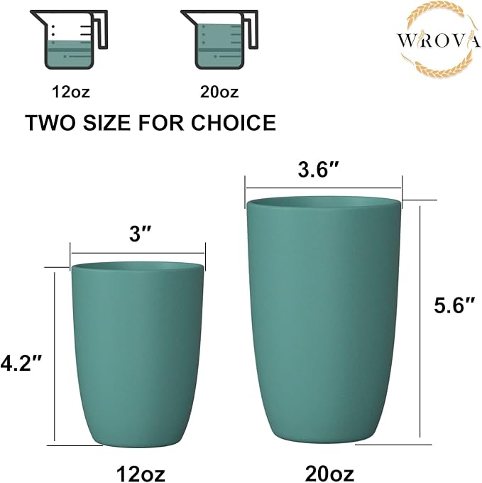 Wheat Straw Cups 6 PCS Good Alternative to Plastic Reusable Cups 12 oz - Image 3