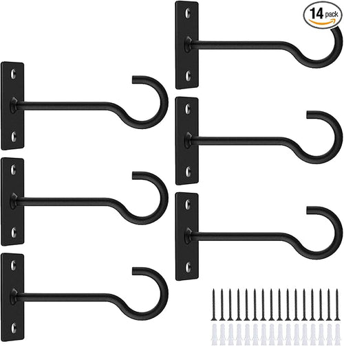 6Pack 4inch Wall Hook for Hanging Plant Bracket Black by QTJUST