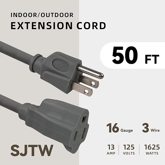 50ft Outdoor Extension Cord for Christmas Decorations- 16/3 Heavy Duty SJTW - Image 2