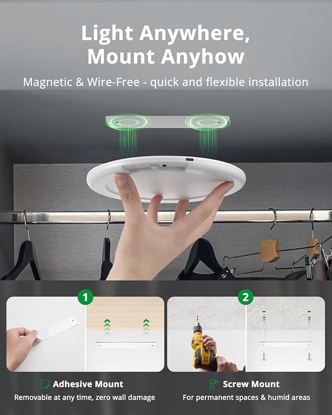 Bojim Wireless Ceiling Light Fixture Rechargeable Battery Operated Waterproof - Image 3