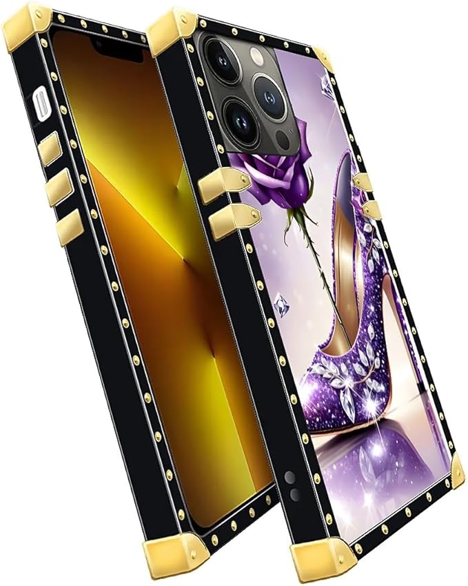 Compatible with iPhone 13 Pro Case, High Heeled Purple Diamond Rose Luxury - Image 3