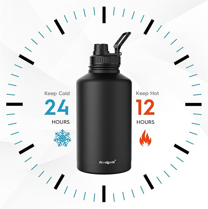 Navigate 64 oz Stainless Steel Insulated Water Bottle, Double Walled Leak Proof - Image 2