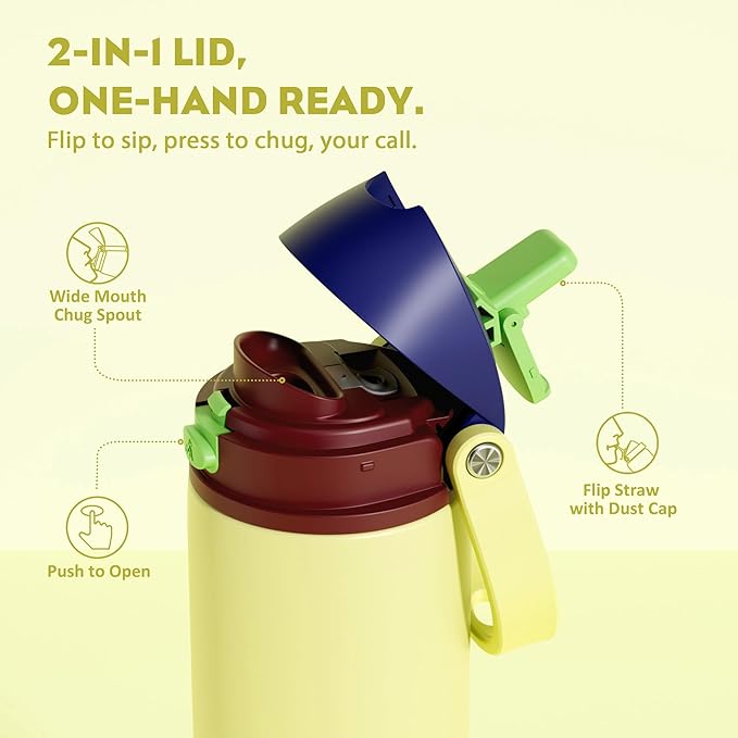 POWCAN 24 oz Insulated Stainless Steel Water Bottle: 2-in-1 Push-Button Spout & - Image 2