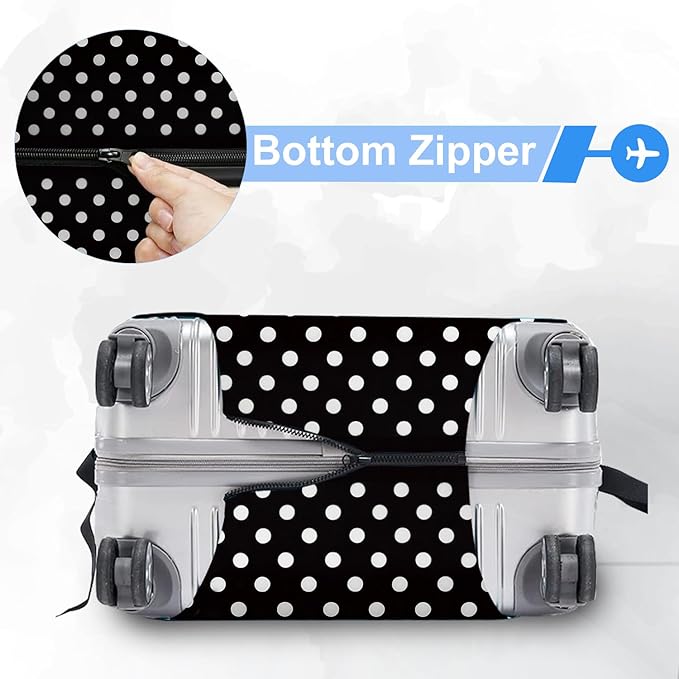 ANNA QUEEN Vintage Polka Dot Rose Travel Luggage Cover -Stretchable Airplane - Image 5