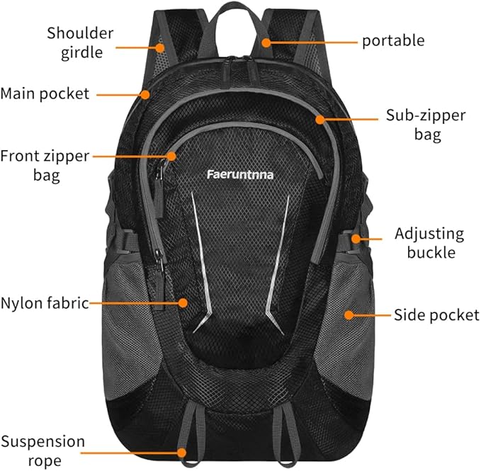 30L Large capacity Lightweight Packable Foldable Backpack，women and men Hiking - Image 6