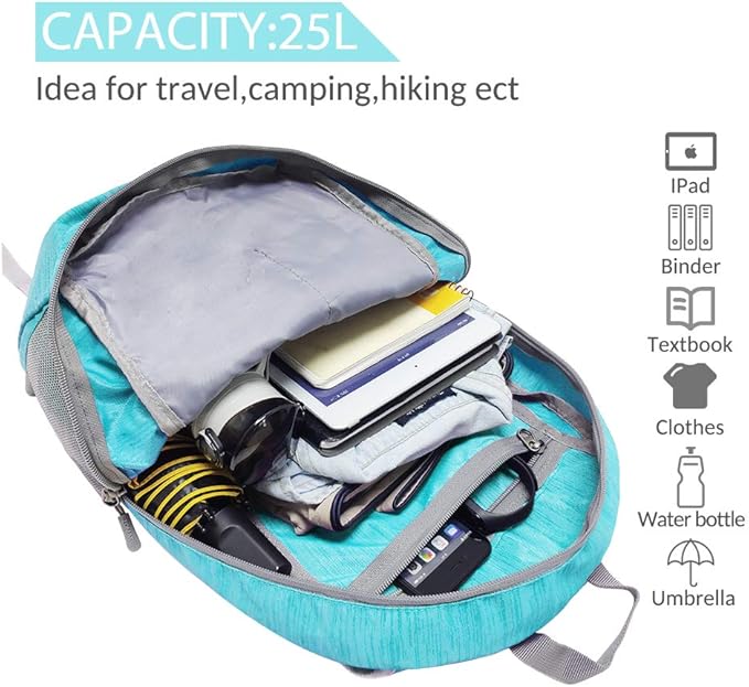 ZOMAKE 25L Ultra Lightweight Packable Backpack, Foldable Hiking Backpacks Water - Image 2