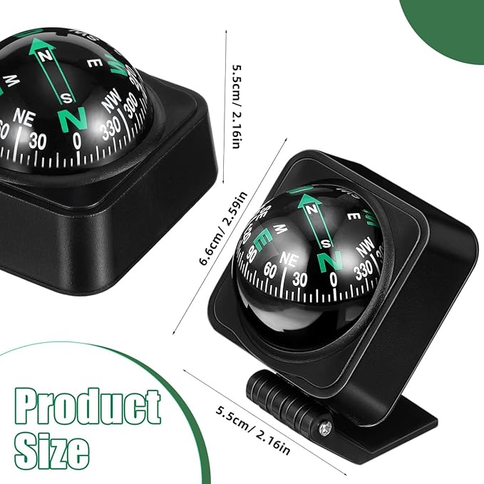 SOLUSTRE Car Dashboard Compass Ball Portable Auto Compass - Image 2