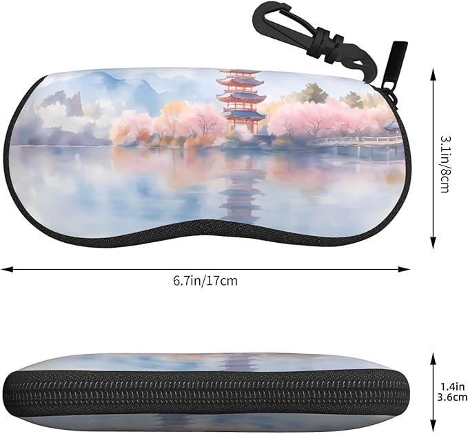Watercolor Orca Whale Glasses Case Neoprene Portable Zipper Eyeglass Bag - Image 3