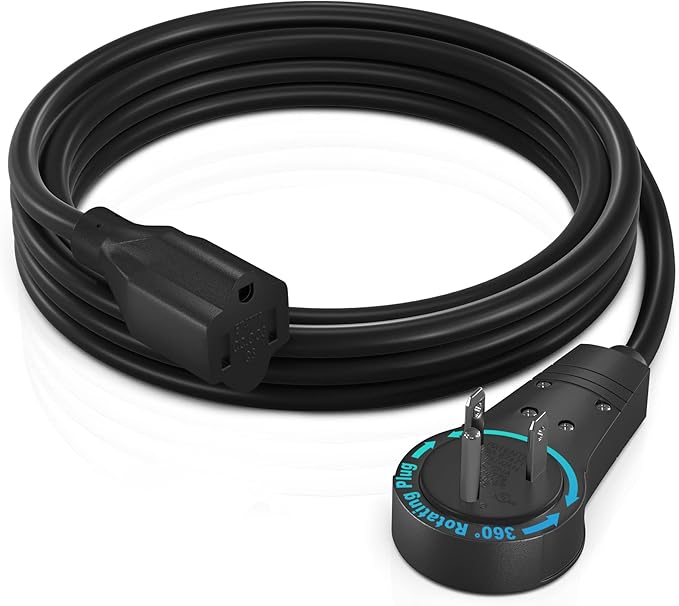 Maximm Cable 6 Feet 360° Rotating Flat Plug Extension Cord/Wire, 3 Prong by MaximmCable
