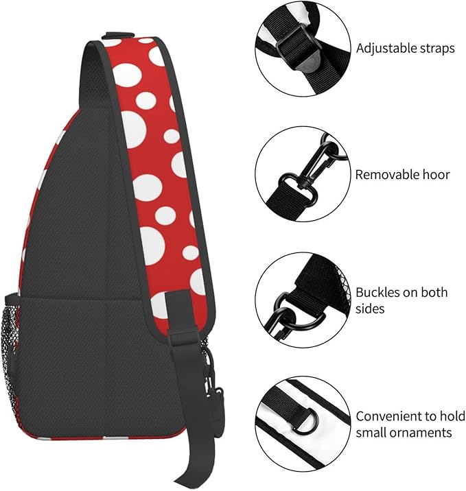 Mushroom Dots Sling Bag For Women Men Fashion Backpack Crossbody Red Mushroom - Image 5