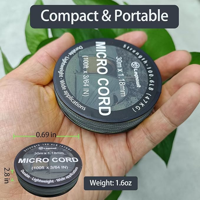 Micro Paracord, 1.18mm x 100ft Thin Mini Utility Braided Small Paracord - Image 2