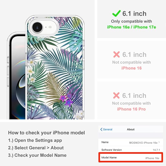 MOSNOVO for iPhone 17e Case/iPhone 16e Case, Shockproof Military-Grade - Image 2
