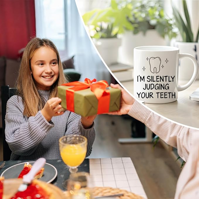 RZHV I'M Silently Judging Your Teeth Funny Coffee Mug, Thank You Birthday Gifts - Image 6