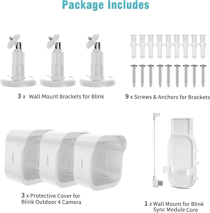 Wall Mount for Blink Outdoor Cameras, 3 Pack Weatherproof Housing, 360 Degrees - Image 8