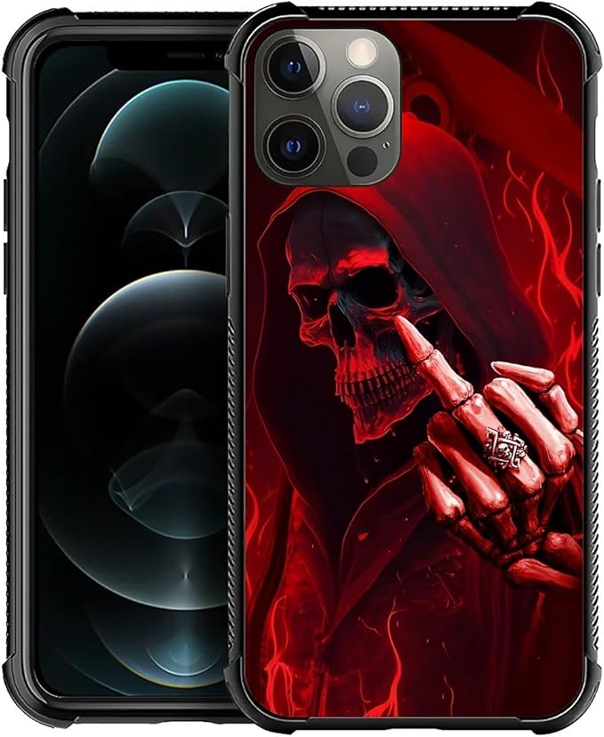 for iPhone 11 Pro Case, Gestures Funny Skull Pattern Graphic Design Girl Boy by FKBRCL4U