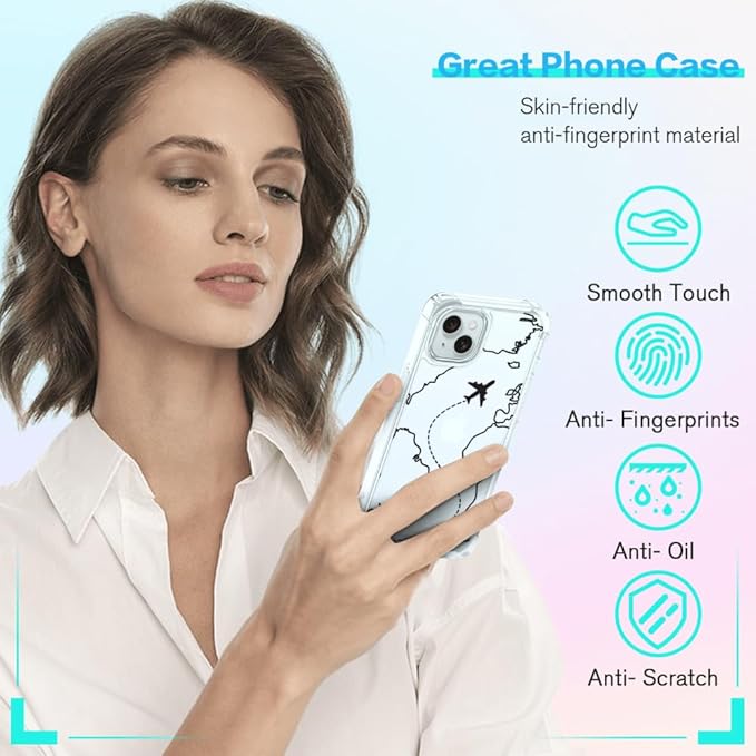 FANXI Minimalist Airplane Travel Map Phone Case Compatible - Image 4