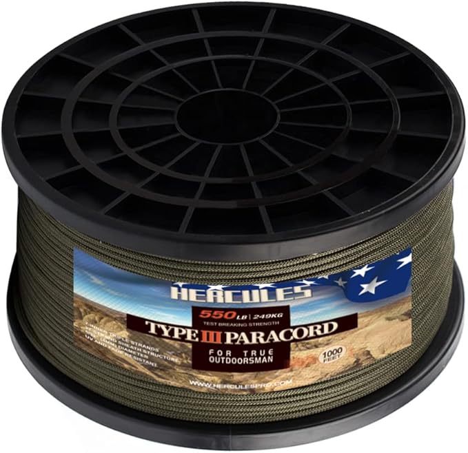 HERCULES Type III Paracord 550 Paracord Rope Parachute Cord, Survival Rope by HERCULES