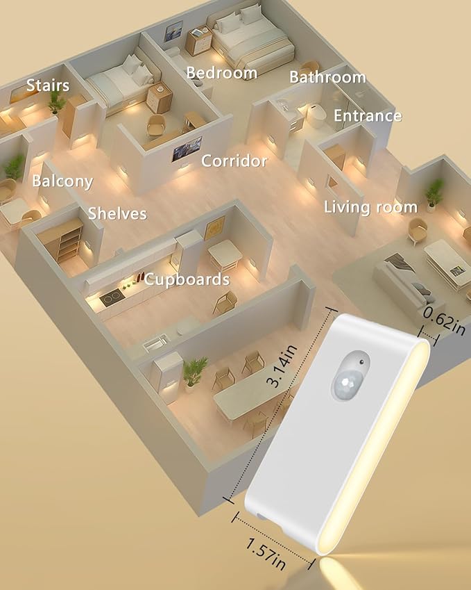 WILLED Stair Lights Indoor, Warm White Rechargeable Night Light, Wireless - Image 7