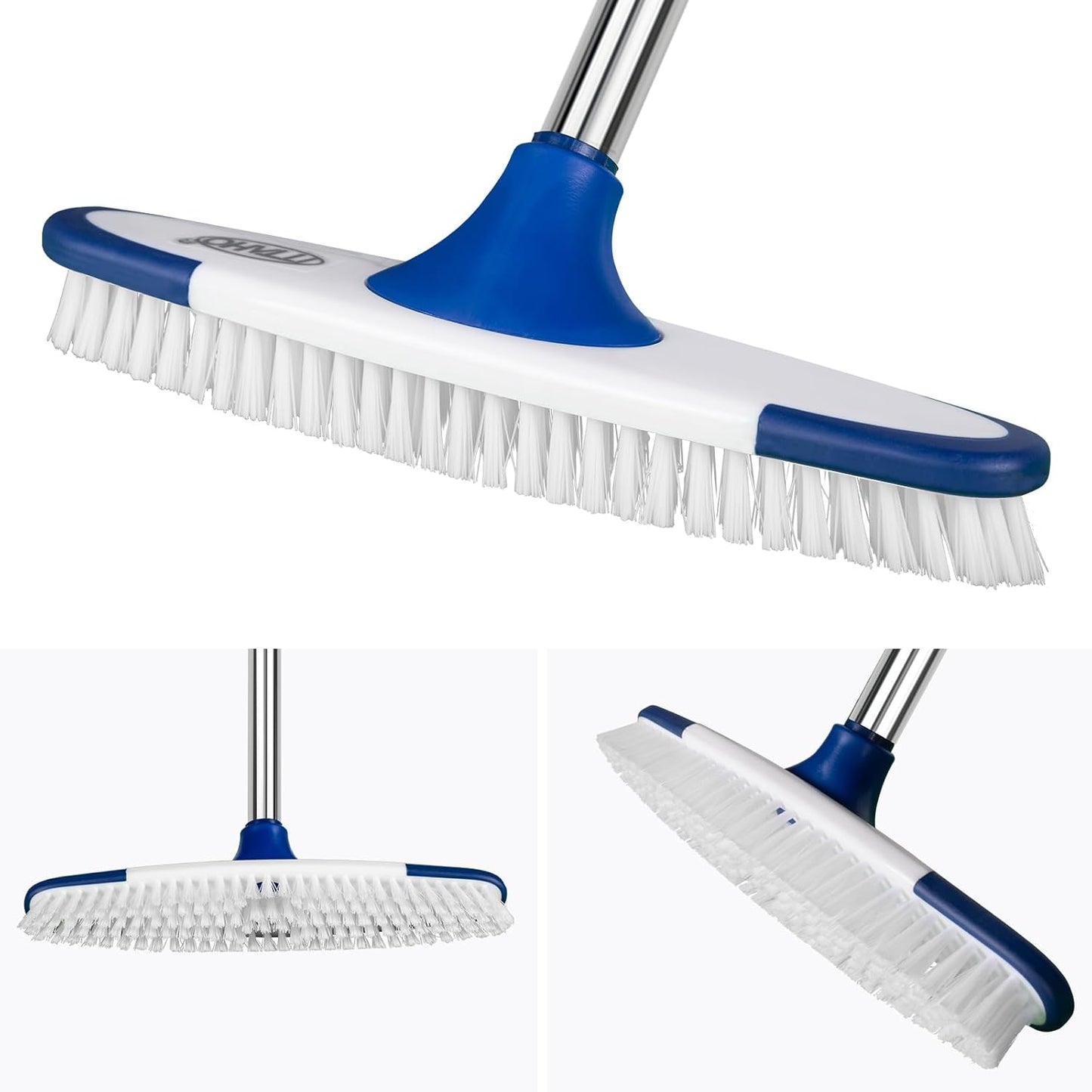 ITTAHO Floor Scrub Brush with Long Handle - 53" Deck & Grout Cleaner Brush Set for Tile, Marble, Stone, Bathroom, Patio, Garage, Deck & Floor Cleaning